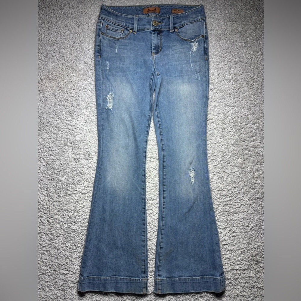 Seven7 Jeans Womens 29 Sexy Flare Distressed Bell Bottoms Stretch Regular BOHO